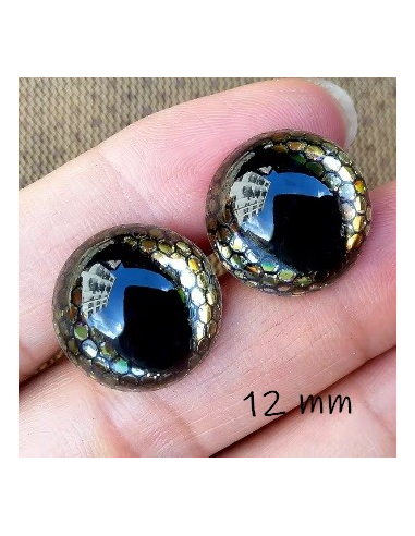 2 Yeux de sécurité "dragon" 12 mm à paillettes...