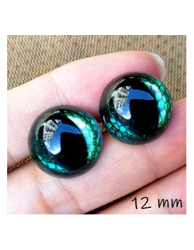 2 Yeux de sécurité "dragon" 12 mm à paillettes...
