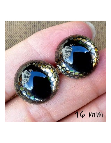 2 Yeux de sécurité "dragon" 16 mm à paillettes...
