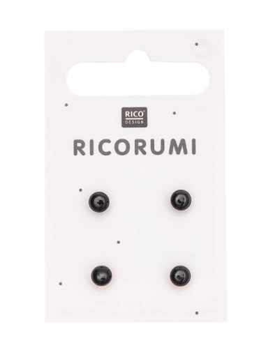 4 Yeux pour amigurumi à coudre 5 mm Ricorumi