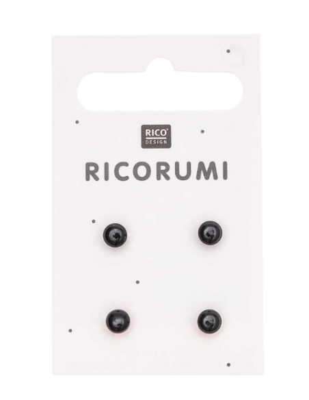 4 Yeux pour amigurumi à coudre 5 mm Ricorumi