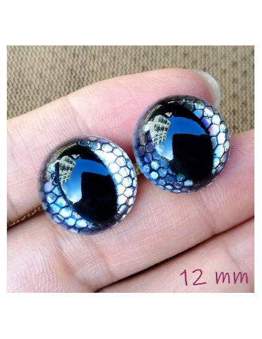 2 Yeux de sécurité "dragon" 12 mm à paillettes...