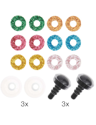 6 Yeux de sécurité 9 mm 6 couleurs Rico Design...