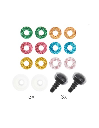 6 Yeux de sécurité12 mm 6 couleurs Rico Design...