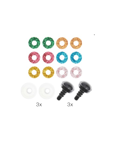 6 Yeux de sécurité12 mm 6 couleurs Rico Design (3 paires + 12 rondelles)