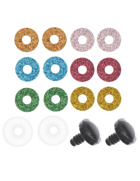 2 Yeux de sécurité 20 mm 6 couleurs Rico Design (1 paire + 12 rondelles)