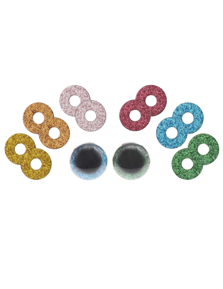 2 Yeux de sécurité 30 mm 6 couleurs Rico Design (1 paire + 12 rondelles)