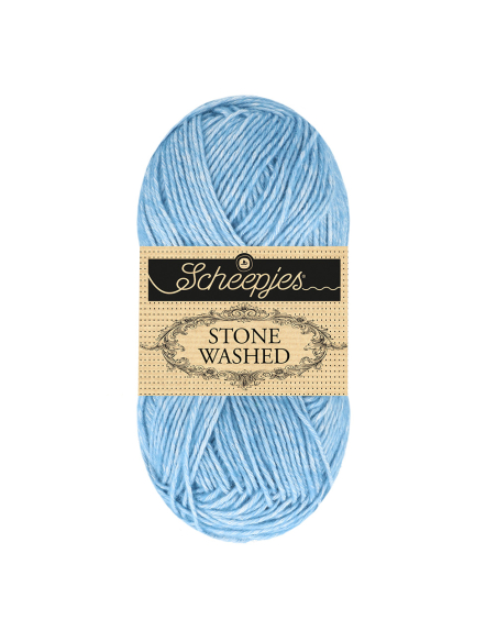 Pelote Stone washed de Scheepjes - bleu Azurite Royale 845