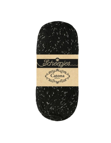 Scheepjes catona shine noir argenté
