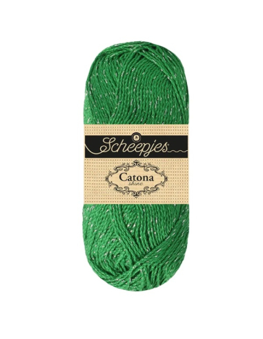 scheepjes catona shine vert émeraude argent 515 S