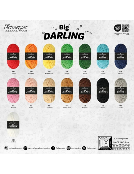 Fil chenille Scheepjes Big Darling (150 g) noir Panda 410