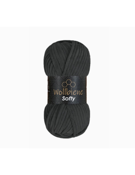 Fil chenille gris anthracite Softy Wollbiene
