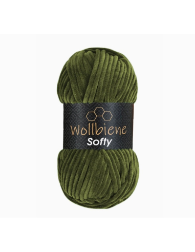 Fil chenille vert Olive Softy Wollbiene