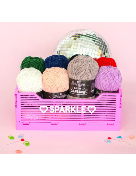 Fil chenille Scheepjes Little Darling sparkles bleu Paon