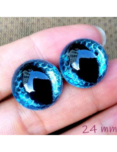 2 Yeux de sécurité "dragon" 24 mm à paillettes bleus pour...