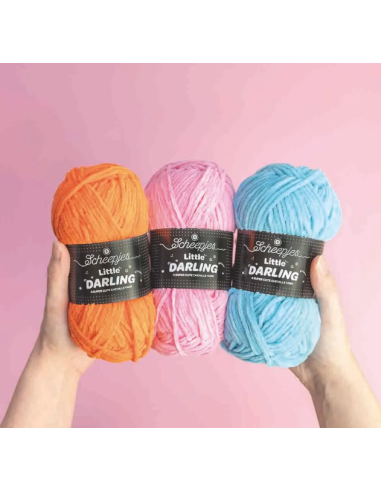Fil chenille Scheepjes Little Darling gris...