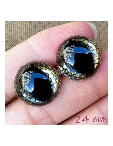 2 Yeux de sécurité "dragon" 24 mm à paillettes...
