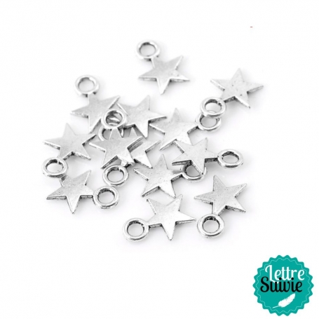 Lot de 10 breloques petites étoiles