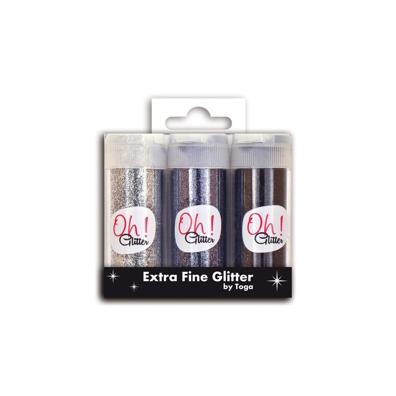 Lot 3 flacons de paillettes grisesToga