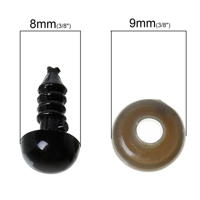 10 Yeux de sécurité pour amigurumi et doudous 8 mm