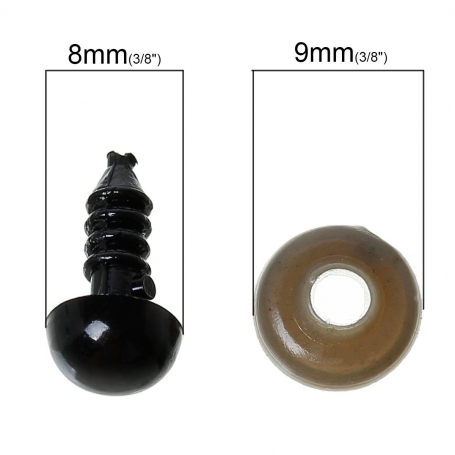 10 Yeux de sécurité pour amigurumi et doudous 8 mm