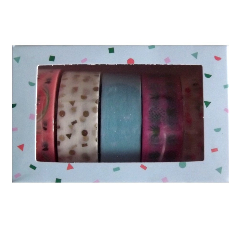 Lot de 5 rouleaux de masking tape "Tropical Spring" ananas - Rico Design