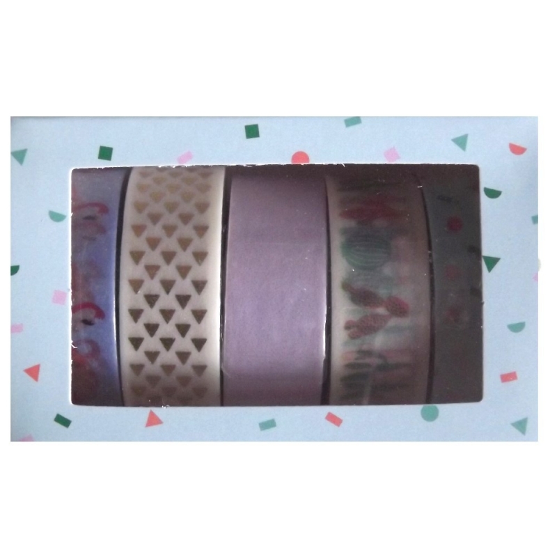 Lot de 5 rouleaux de masking tape "Tropical Spring" Flamants roses - Rico Design