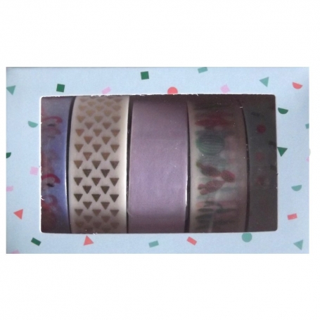 Lot de 5 rouleaux de masking tape "Tropical Spring" Flamants roses - Rico Design