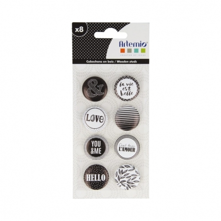 Embellissement adhésifs en bois artemio - Black & white