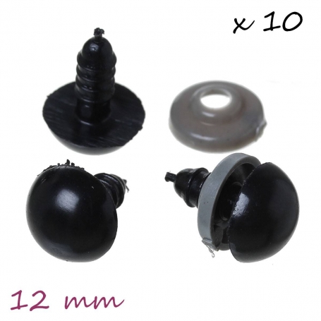 10 Yeux de sécurité pour amigurumi et doudous 12 mm