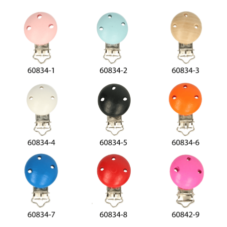 Attache tétine en bois - rose vif