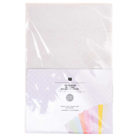 Lot 10 feuilles feutrine Rico Design coloris "pastel"