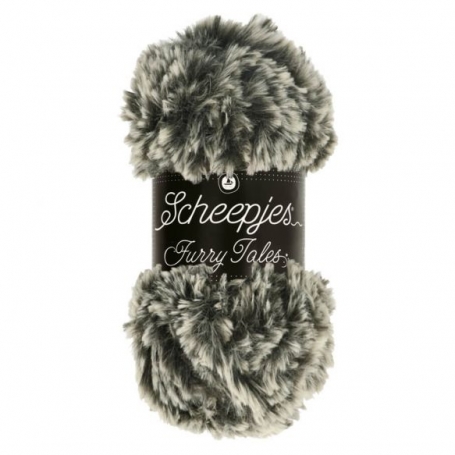 fil fourrure à crocheter noir gris et blanc