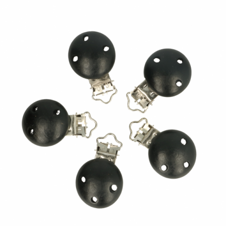 attache sucette en bois coloris noir