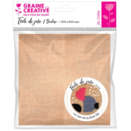 Coupon toile de jute 50 x 60 cm pour punch needle